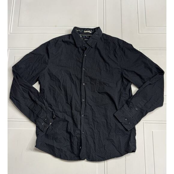 Denim & Flower Other - Denim & Flower Button-Up Shirt Men's Size L Black With Dots Long Sleeve Cotton